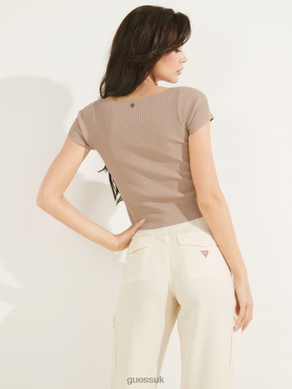 GUESS Women Marlene Sweater Top Summer Clay Apparel V28V61701