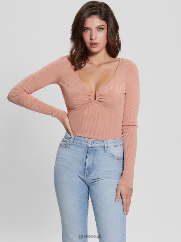 GUESS Women Nicole Sweater Top Powder Rose Apparel V28V61433