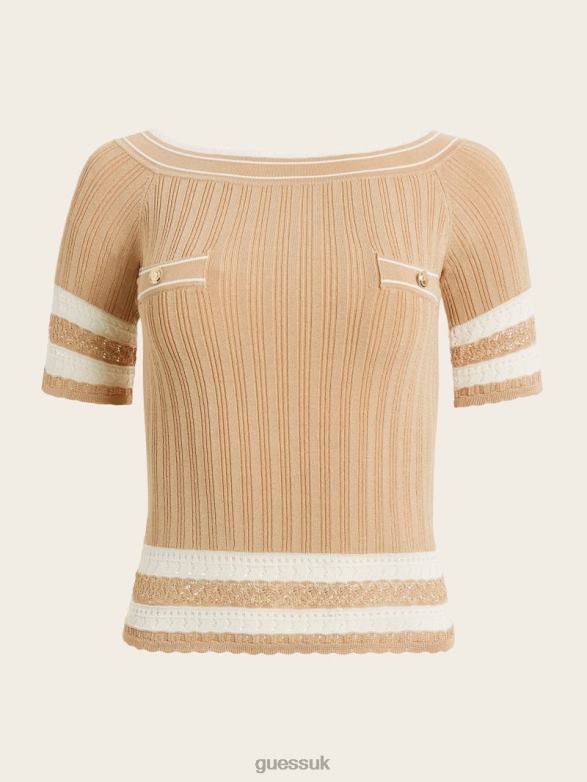 GUESS Women Olivia Sweater Top Nude Sand Apparel V28V61174