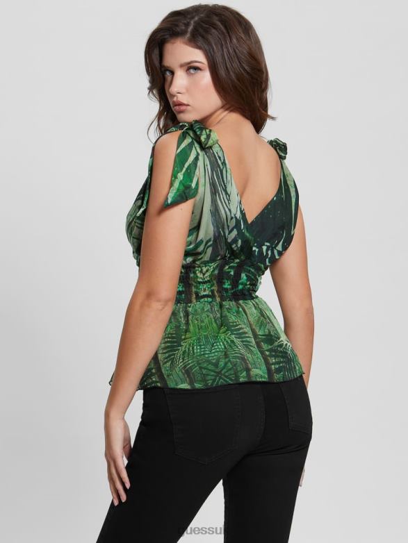 GUESS Women Roxan Ruched Top Raiforest Apparel V28V61634