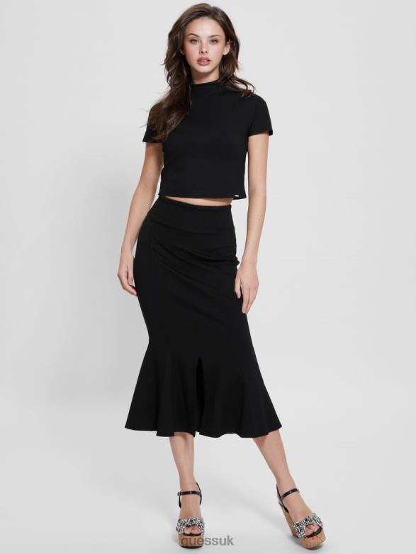 GUESS Women Turtleneck Crop Top Black Apparel V28V6935
