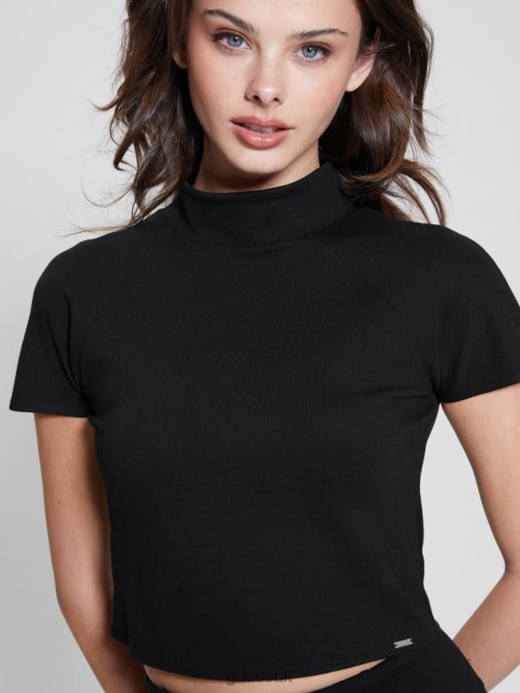 GUESS Women Turtleneck Crop Top Black Apparel V28V6935