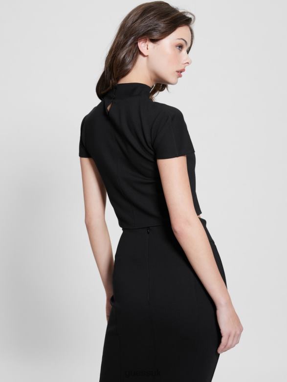 GUESS Women Turtleneck Crop Top Black Apparel V28V6935