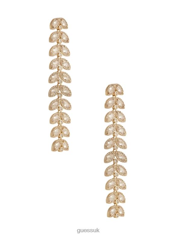GUESS Women 14K Gold-Plated Crystal Leaf Earring Silver/Gold Accessory V28V63879