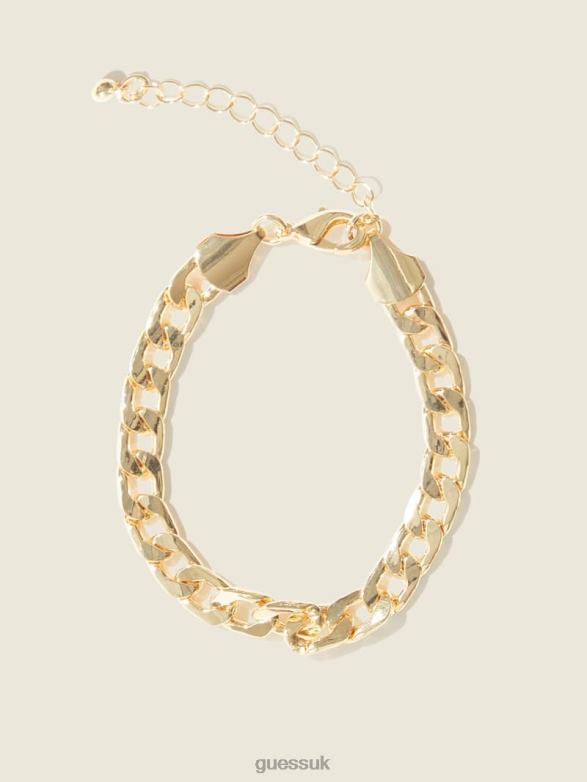 GUESS Women 14K Gold-Plated Curb Chain Bracelet Silver/Gold Accessory V28V63867