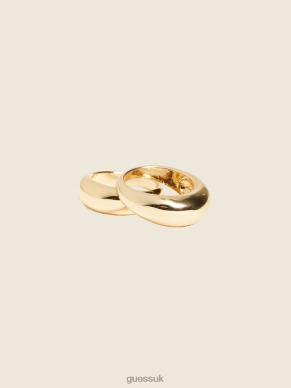 GUESS Women 14K Gold-Plated Dome Ring Set Silver/Gold Accessory V28V63927