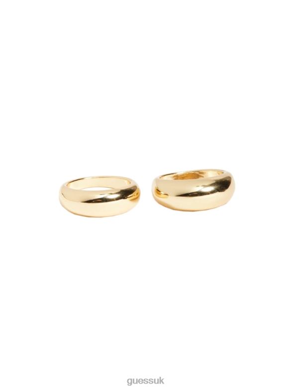 GUESS Women 14K Gold-Plated Dome Ring Set Silver/Gold Accessory V28V63927