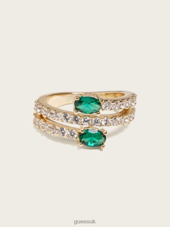 GUESS Women 14K Gold-Plated Emerald Wrap Ring Silver/Gold Accessory V28V63859
