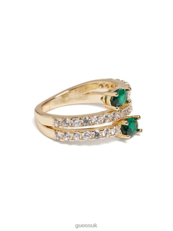 GUESS Women 14K Gold-Plated Emerald Wrap Ring Silver/Gold Accessory V28V63859