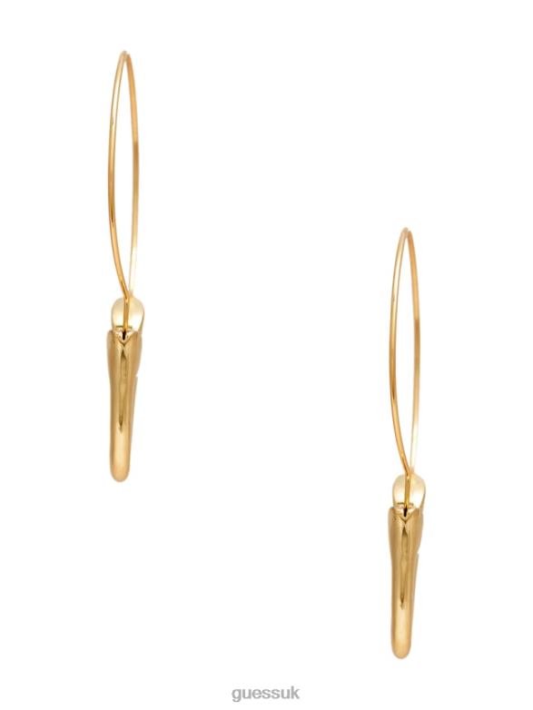 GUESS Women 14K Gold-Plated Hook Hoop Earring Silver/Gold Accessory V28V63868