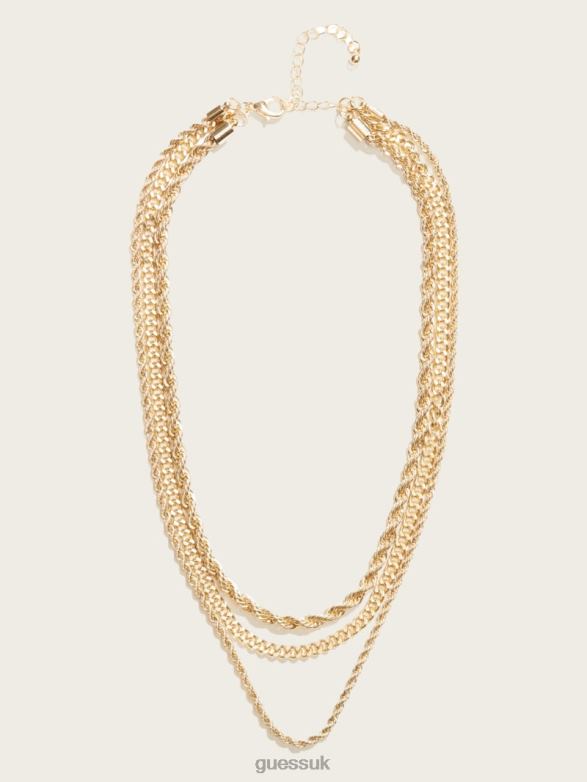 GUESS Women 14K Gold-Plated Layered Necklace Silver/Gold Accessory V28V63895