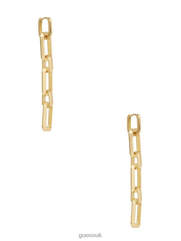 GUESS Women 14K Gold-Plated Link Drop Earring Silver/Gold Accessory V28V63899