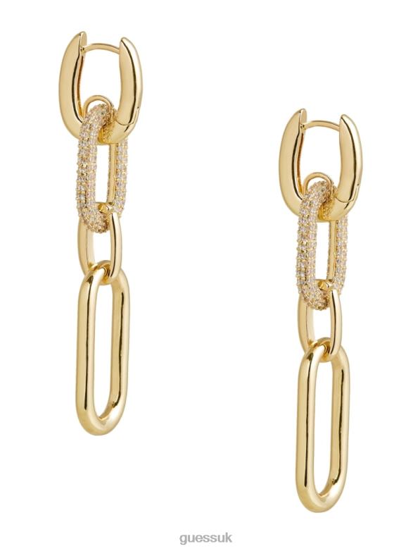 GUESS Women 14K Gold-Plated Pave Paperclip Earring Silver/Gold Accessory V28V63864