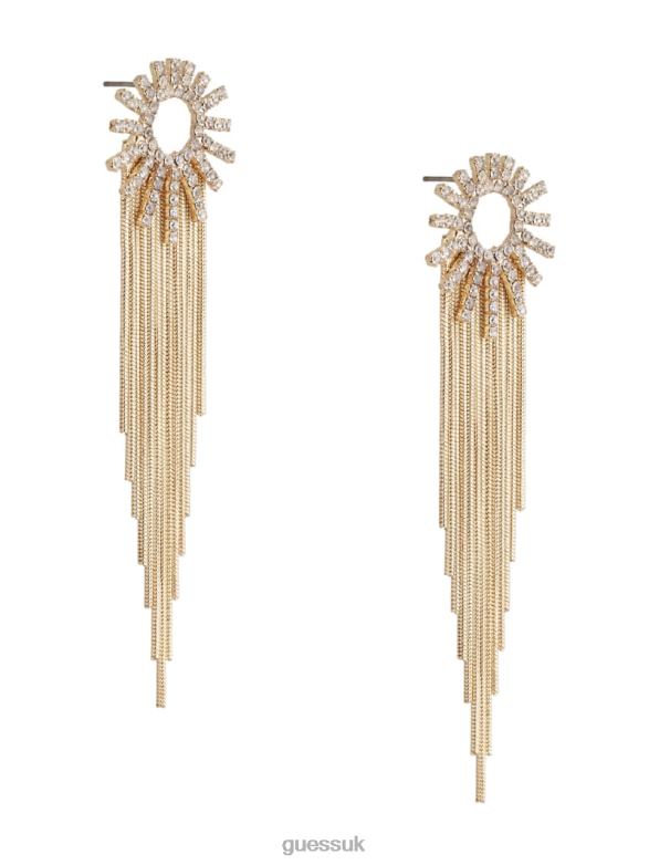 GUESS Women 14K Gold-Plated Sunburst Fringe Earring Silver/Gold Accessory V28V63904