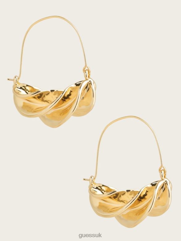 GUESS Women 14K Gold-Plated Twist Hoop Earring Silver/Gold Accessory V28V63916