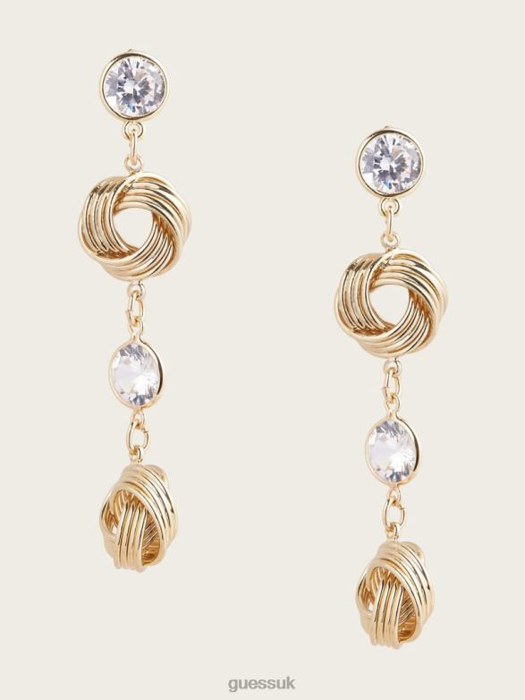 GUESS Women CZ Knot Linear Earring Gold Accessory V28V63866