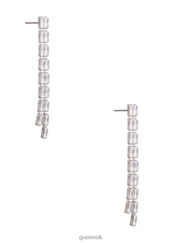 GUESS Women Crystal Fringe Earrings Silver Accessory V28V63857