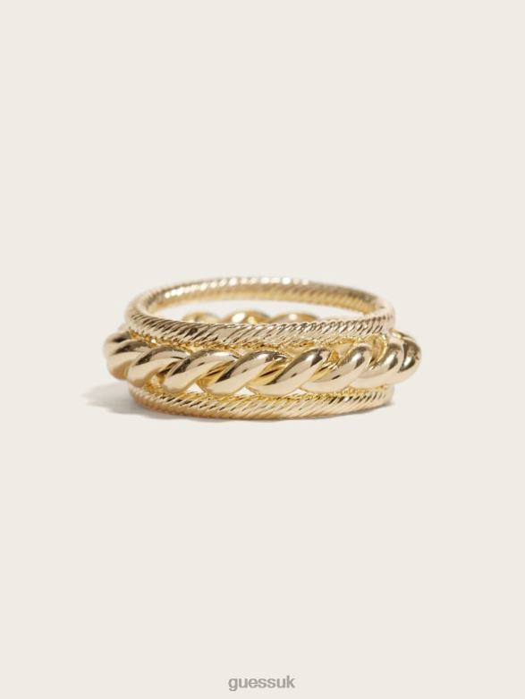 GUESS Women Multi-Tone Braided Twist Ring Silver/Gold Accessory V28V63911