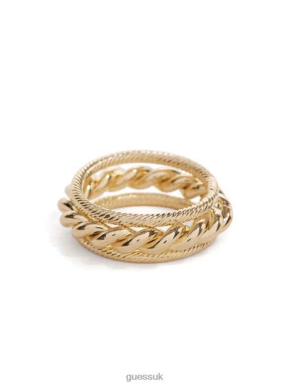 GUESS Women Multi-Tone Braided Twist Ring Silver/Gold Accessory V28V63911