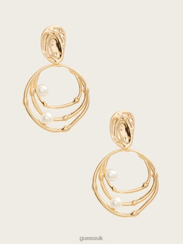 GUESS Women Pearl Orbital Doorknocker Earring Gold Accessory V28V63860