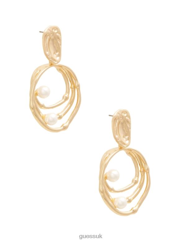 GUESS Women Pearl Orbital Doorknocker Earring Gold Accessory V28V63860