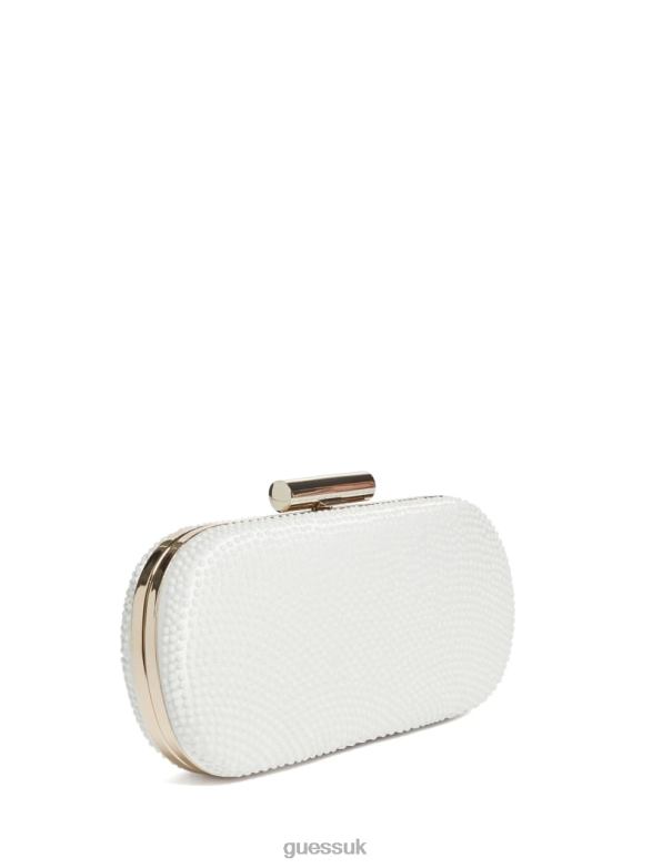 GUESS Women Textured Clutch Ivory Accessory V28V63311