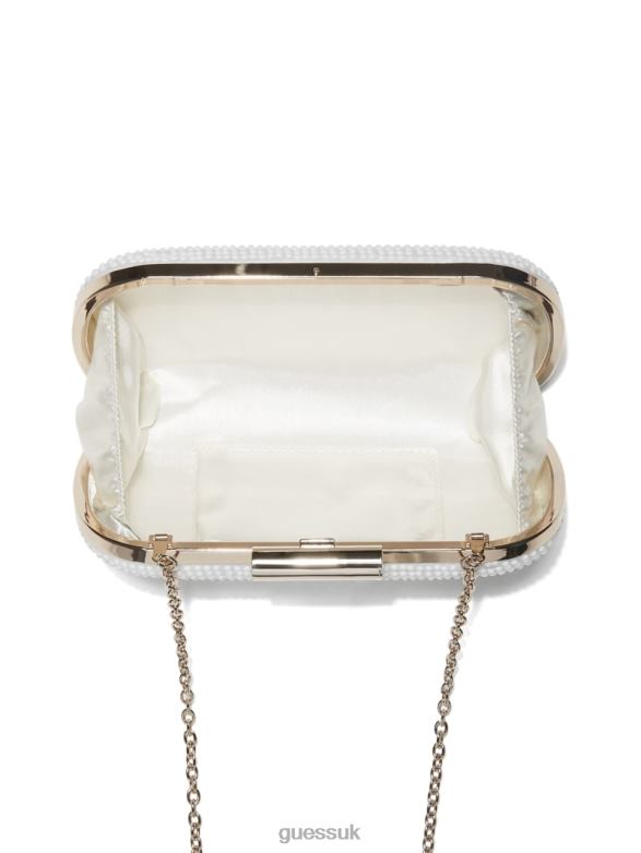 GUESS Women Textured Clutch Ivory Accessory V28V63311