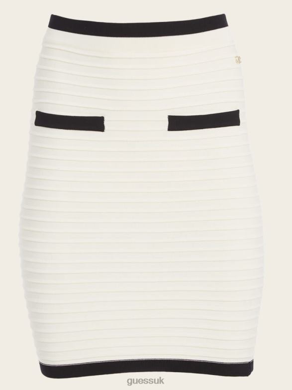 GUESS Women Amba Embossed Striped Skirt Sandy Shore/Black Apparel V28V62367