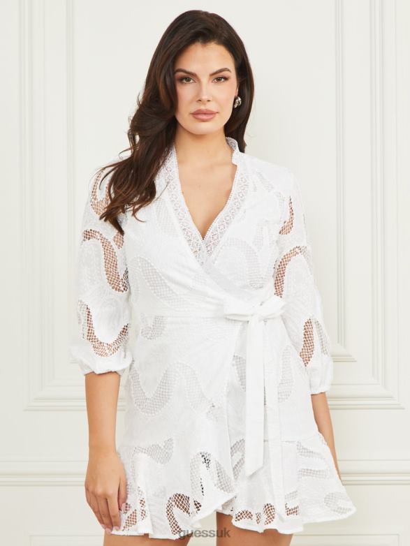 GUESS Women Arin Wrap Dress Blanc Pur Apparel V28V6490