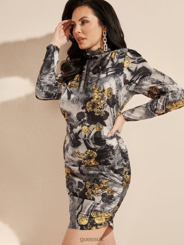 GUESS Women Aurora Printed Dress Golden Rose Apparel V28V6850