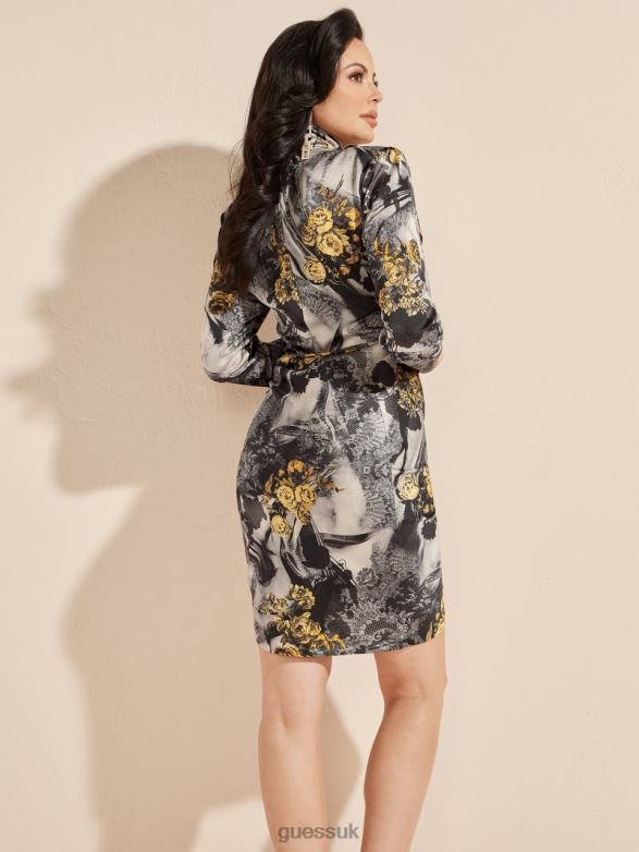 GUESS Women Aurora Printed Dress Golden Rose Apparel V28V6850