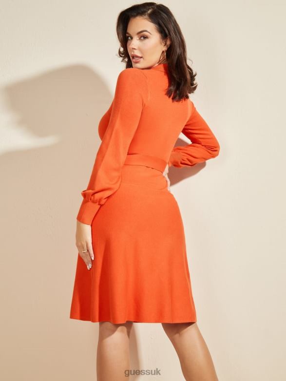 GUESS Women Brooklyn Sweater Dress Ochre Playfull Apparel V28V6844