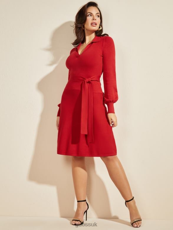 GUESS Women Brooklyn Sweater Dress Samba Red Vibes Apparel V28V6883