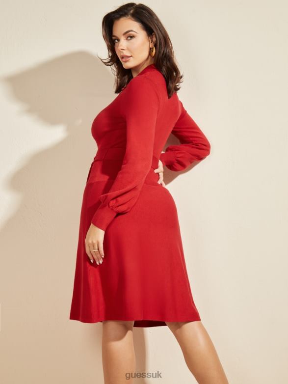 GUESS Women Brooklyn Sweater Dress Samba Red Vibes Apparel V28V6883