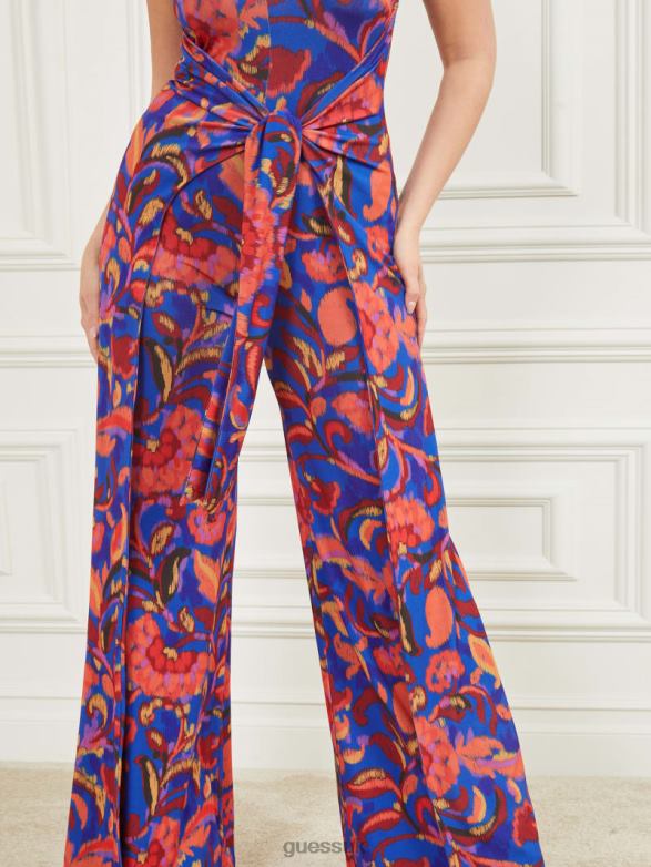 GUESS Women Calla Sleeveless Jumpsuit Betty Blue Print Apparel V28V6432