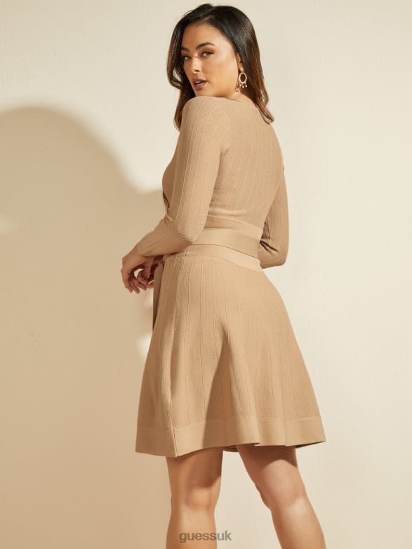 GUESS Women Dinah Sweater Dress Nude Sand Apparel V28V6851
