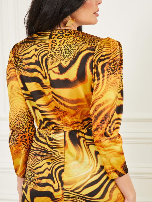 GUESS Women Dress Golden Sunset Print Apparel V28V6739