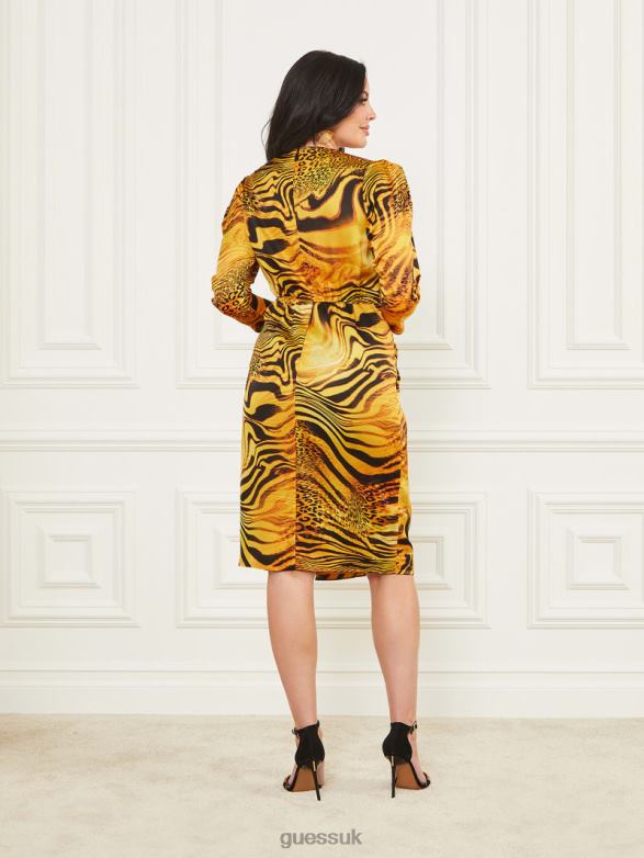 GUESS Women Dress Golden Sunset Print Apparel V28V6739