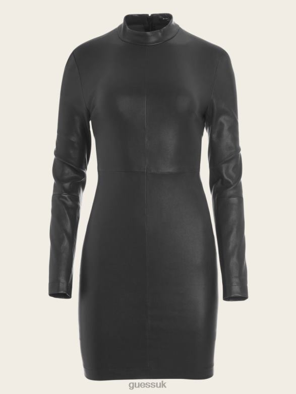 GUESS Women Elite Leather Dress Black Apparel V28V6385