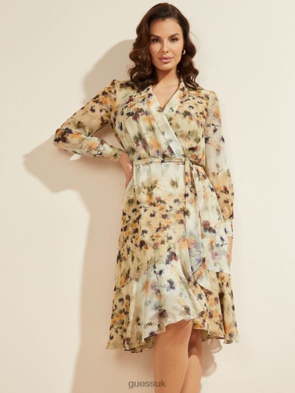 GUESS Women Floral Blush Midi Dress Floral Blush Print Apparel V28V6867