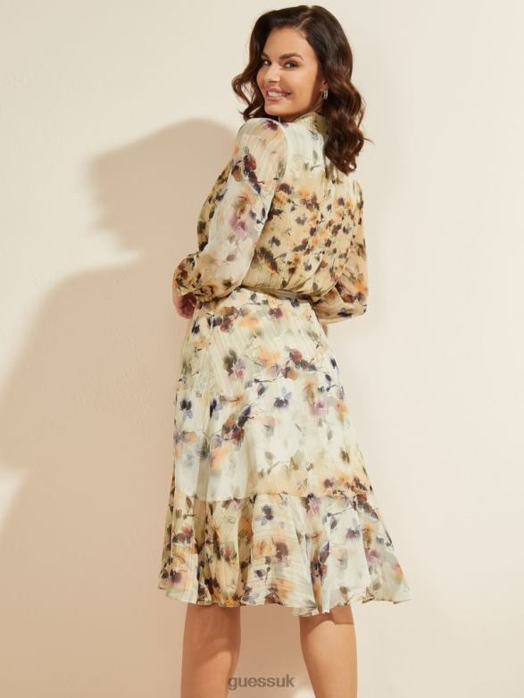 GUESS Women Floral Blush Midi Dress Floral Blush Print Apparel V28V6867