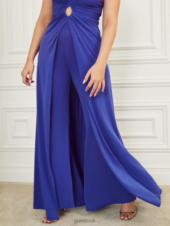 GUESS Women Frida Draped Jumpsuit Jewel Blue Apparel V28V6350