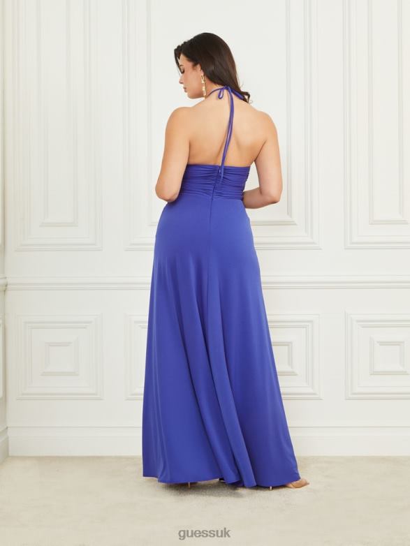 GUESS Women Frida Draped Jumpsuit Jewel Blue Apparel V28V6350