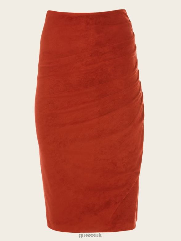 GUESS Women Hudson Pencil Skirt Dark Jam Red Apparel V28V62369