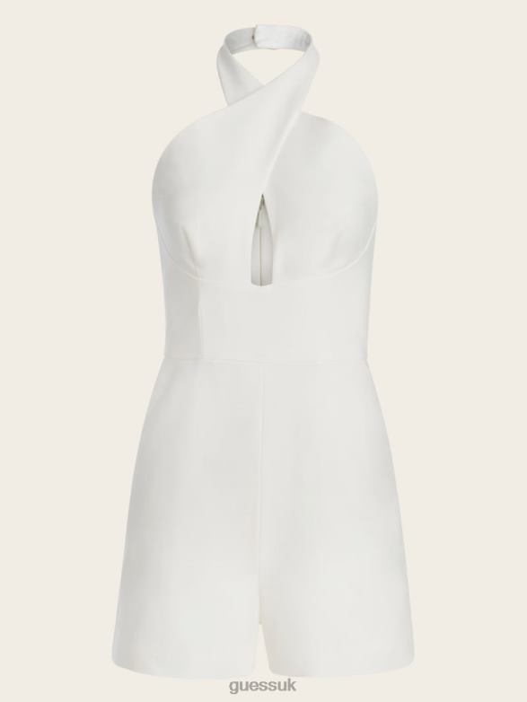 GUESS Women Iris Halter Romper Pale Pearl Apparel V28V6374
