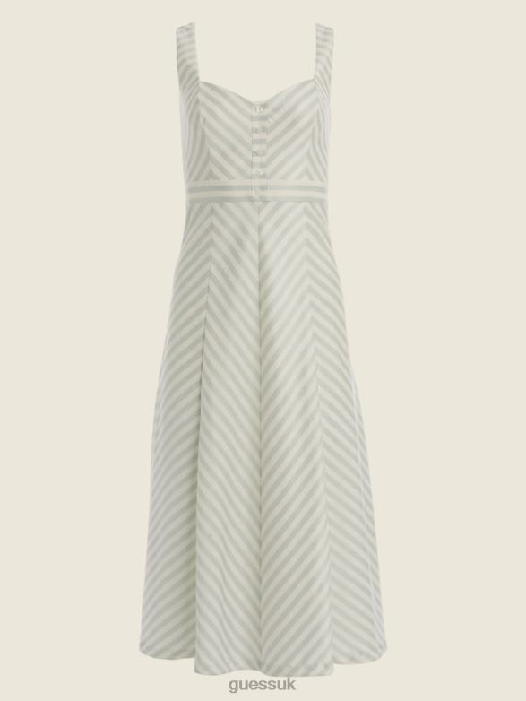 GUESS Women Isabel Dress Peaceful Sky Stripes Apparel V28V6874