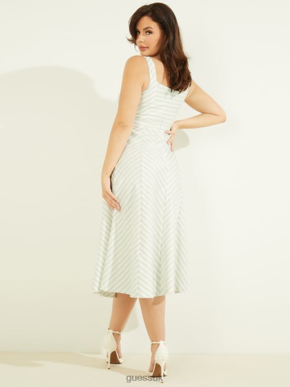 GUESS Women Isabel Dress Peaceful Sky Stripes Apparel V28V6874