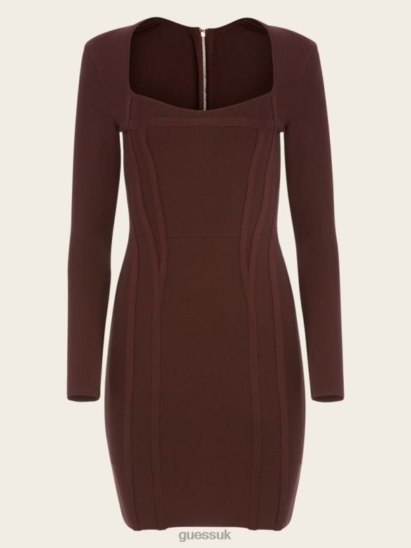 GUESS Women Kagan Bandage Dress Dark Bourbon Apparel V28V6642