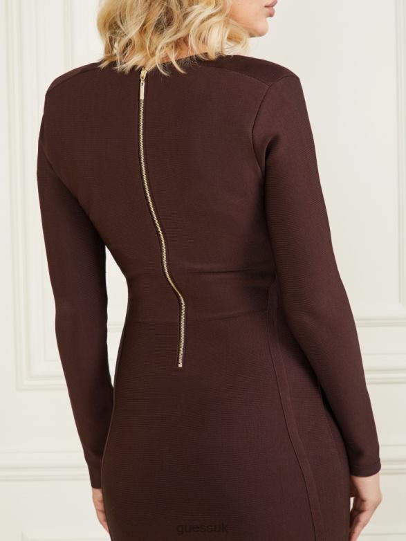 GUESS Women Kagan Bandage Dress Dark Bourbon Apparel V28V6642