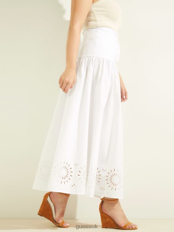 GUESS Women Kaia Poplin Maxi Skirt Blanc Pur Apparel V28V62359